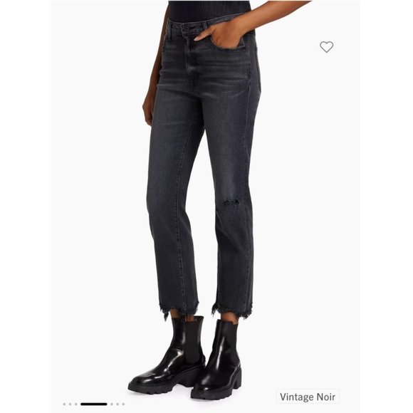Jonathan Simkhai Standard Jeans River High Rise Straight Leg in Vintage Noir - Picture 4 of 16